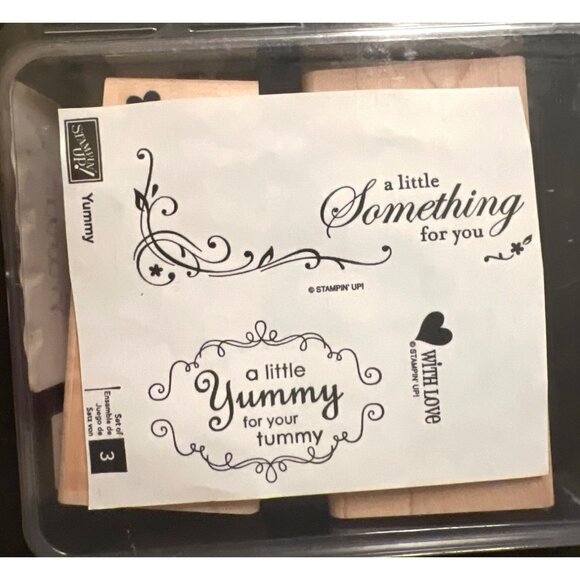 Stampin Up! Yummy wood mounted rubber stamp set 113782 new holiday - Picture 2 of 4
